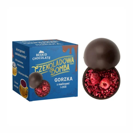 Czekoladowa Bomba ciemna z malinami i chili-1