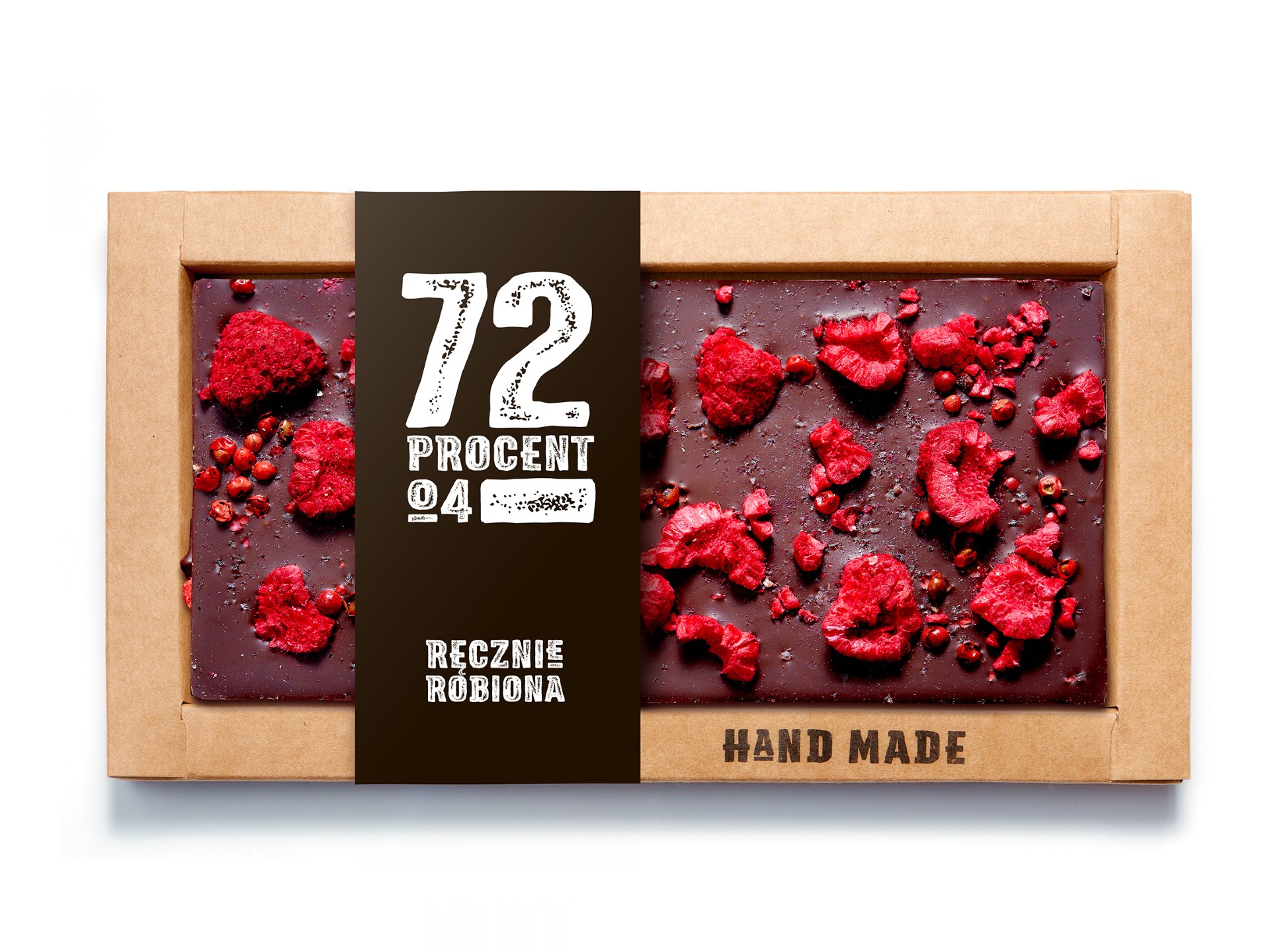 Czekolada 72% -malina, różowy pieprz, sól himalajska 105 g